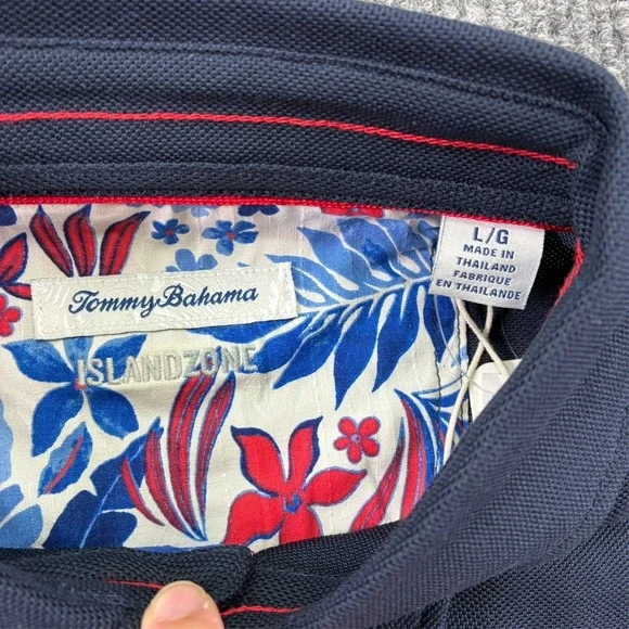 Tommy Bahama Island Zone Mens Polo Shirt Size Large Blue Stretch Short Sleeve - Picture 3 of 9